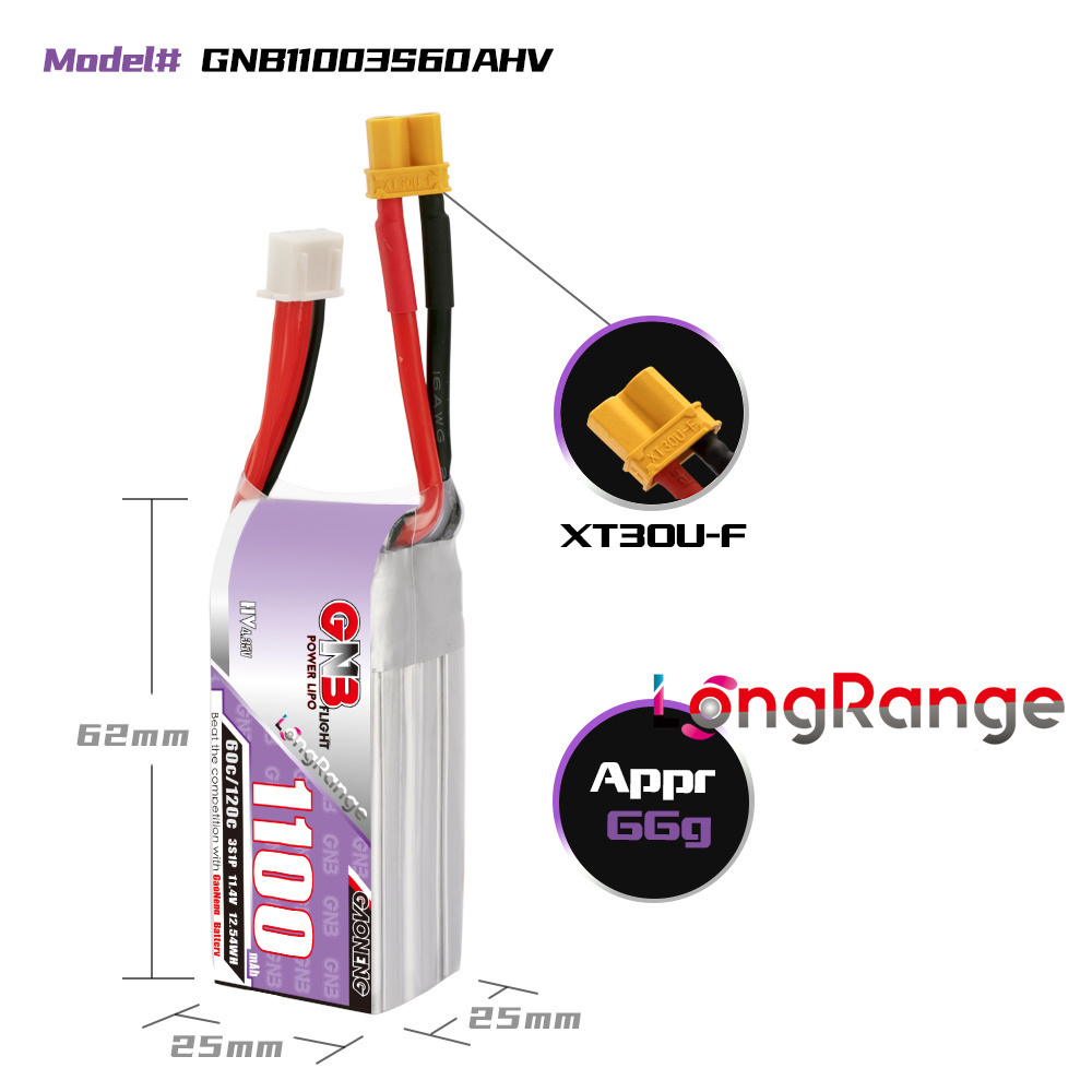 GNB 1100mAh 2S 3S 4S 6S 60C/12 - đánh giá và giá Drone Lipo Battery